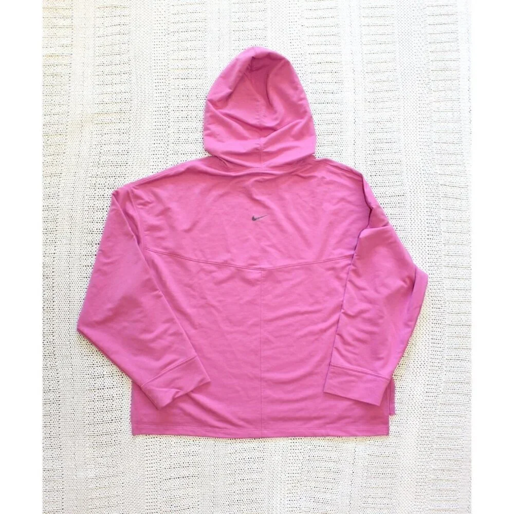 NWOT Nike Dry Fit Pink Yoga Women Fleece Hoodie Size LG Long Sleeves Sporty